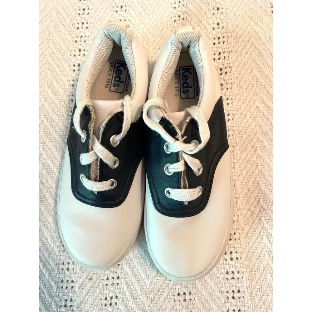 Keds Kids White & Navy Leather Sadle Oxford‎ Sneakers Sz 11.5S Youth School Days
